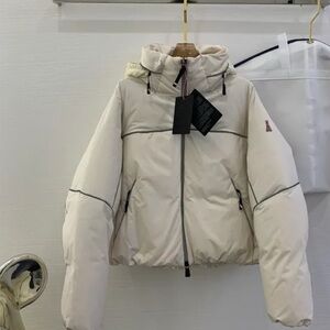 Moncler Cream Puffer Jacket with Black Details
